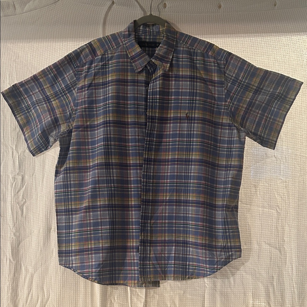 Polo by Ralph Lauren Blue Multi-Stripe Short Sleeve Button-Down Shirt